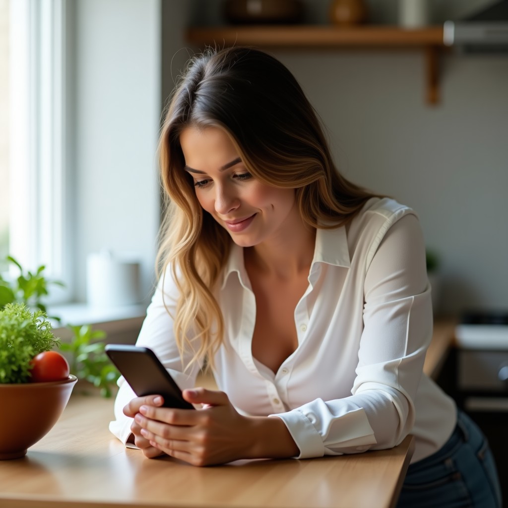 Someone at home, checking their phone