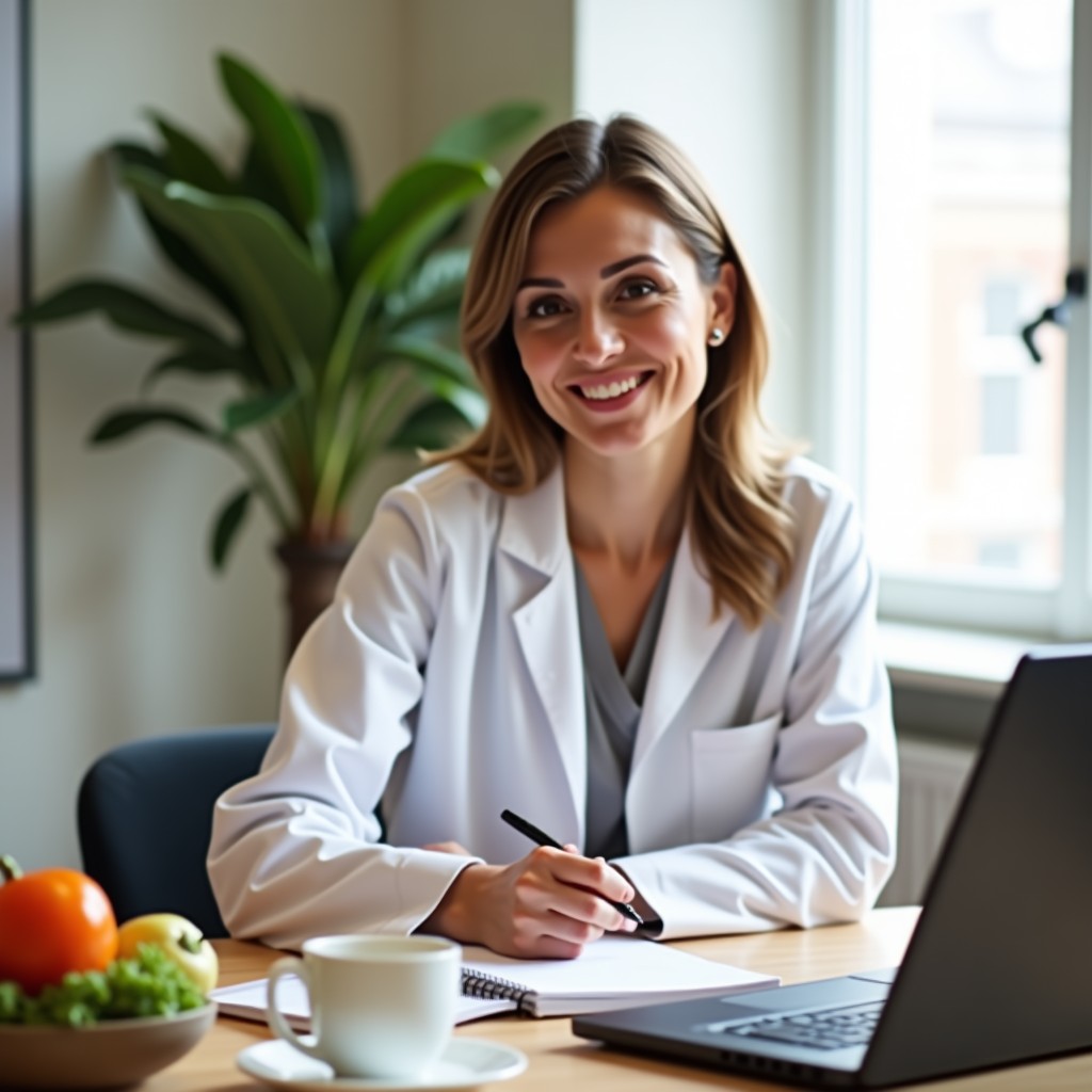 A nutrition practitioner writing up a visit between clients