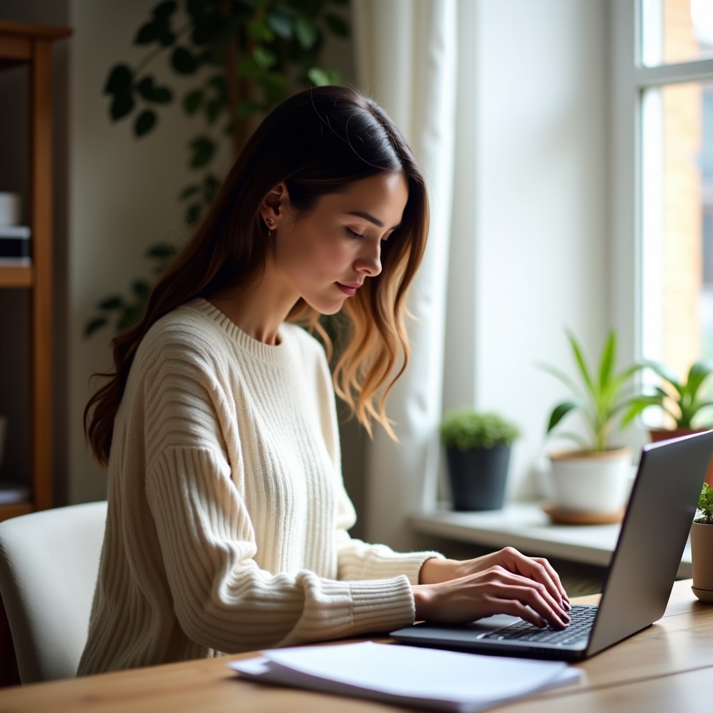 A nutrition practitioner looking back through a client's notes on a laptop
